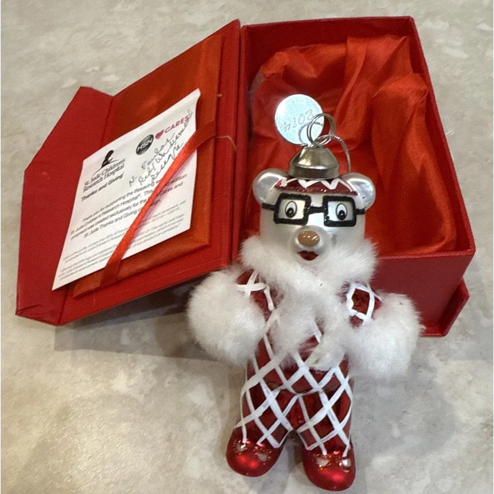 2014 St Jude Limited‎ Swarovski Elements Red White Bear Signed 320/400 & Box